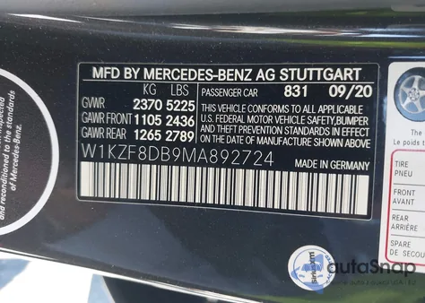 2021 Mercedes-Benz E 350 from USA, damaged, VIN W1KZF8DB9MA892724